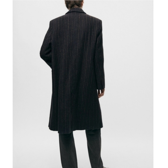 New Zara Manteco Wool Striped Coat ZW Collection 8912/760 Size Large NWT - Picture 8 of 16